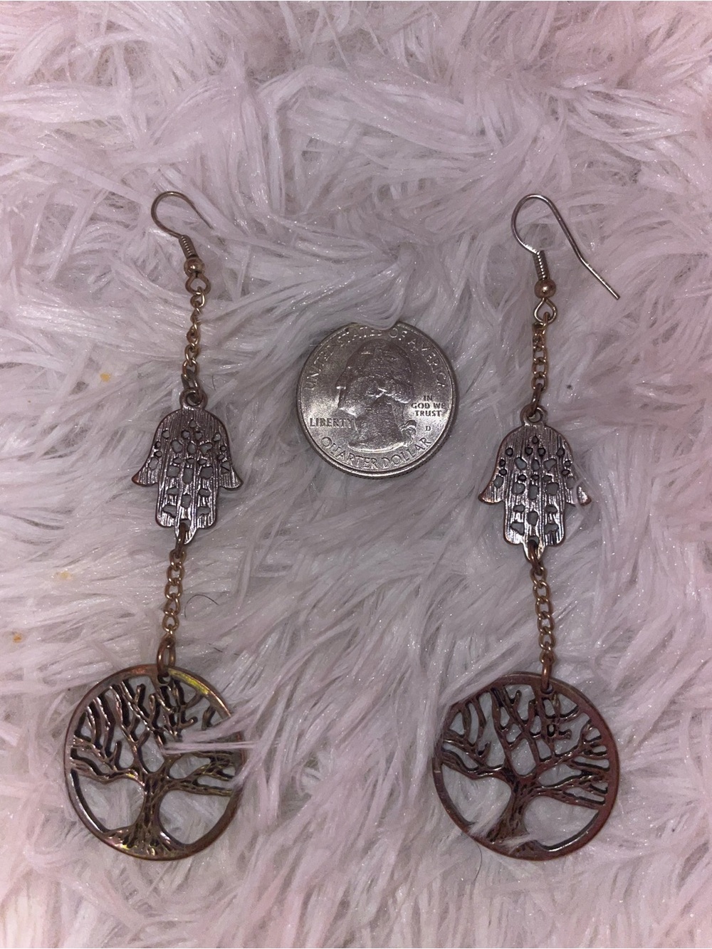 3/$25 Handcrafted Hamsa and Tree of Life Dangle Earrings in Antique Gold